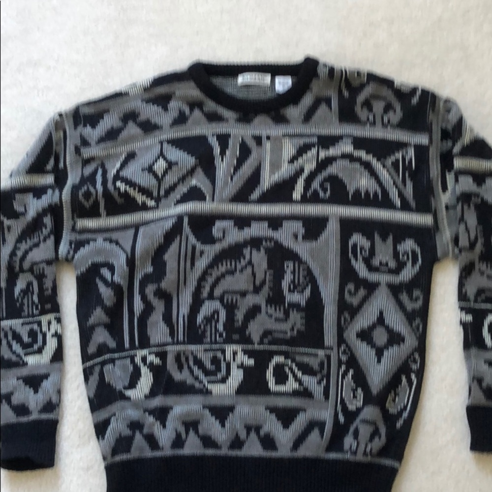 Vintage Art Deco Black & Grey Sweater